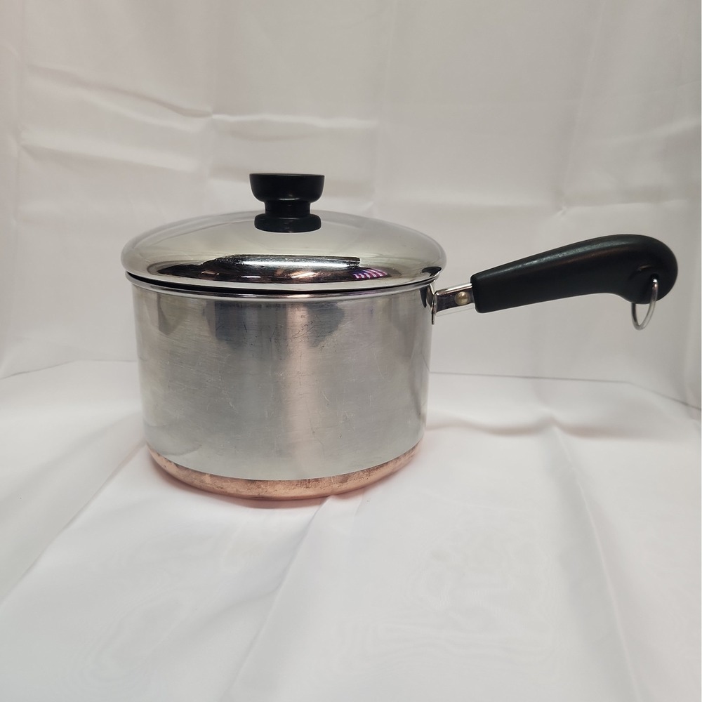 REVERE WARE 1801 3Qt Copper Bottom Sauce Pan Pot With Lid Clinton, IL Vintage